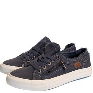 Blowfish Malibu Clay Dark Blue Side Zipper Detail Lace Up Sneaker Size 8.5  New